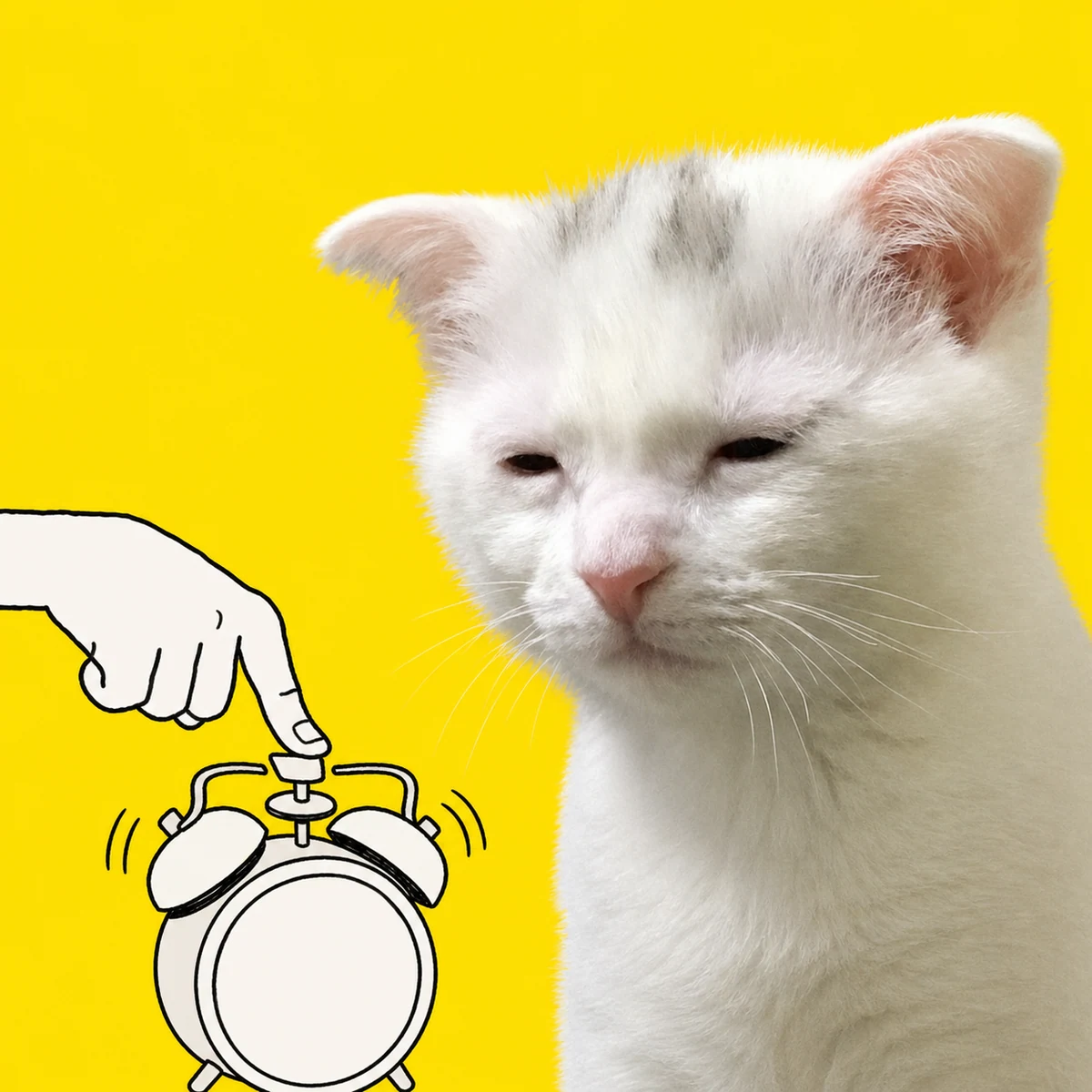 Exhausted Cat hitting an alarm clock